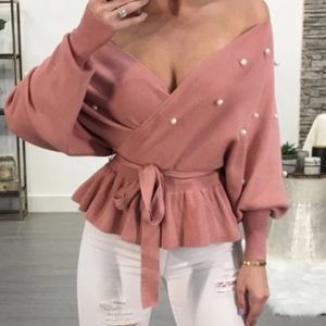 Long sleeve pearl sweater